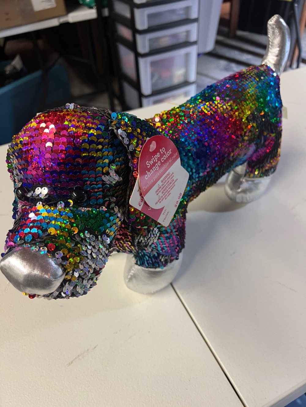Stuffed Multicolor Sequin Dachshund Party Accent